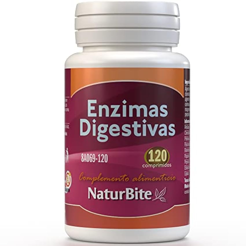 NaturBite Enzimas Digestivas, 250 comprimidos Mejora del proceso digestivo facilitando la descomposición y absorción de los nutrientes de los alimentos I2vt81tU