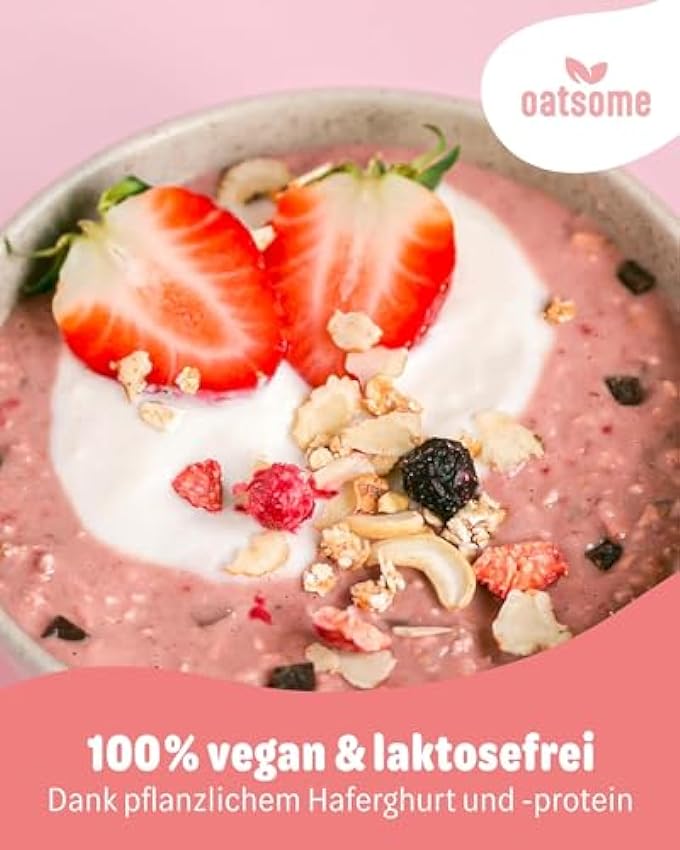 OATSOME® Strong Yogurella - Cuenco alto en proteínas con fresa, avena y chips de chocolate, 12 g de proteína por porción, 100% natural, vegano y sin azúcar refinado, fácil preparación, 400 g IYQHm0qK