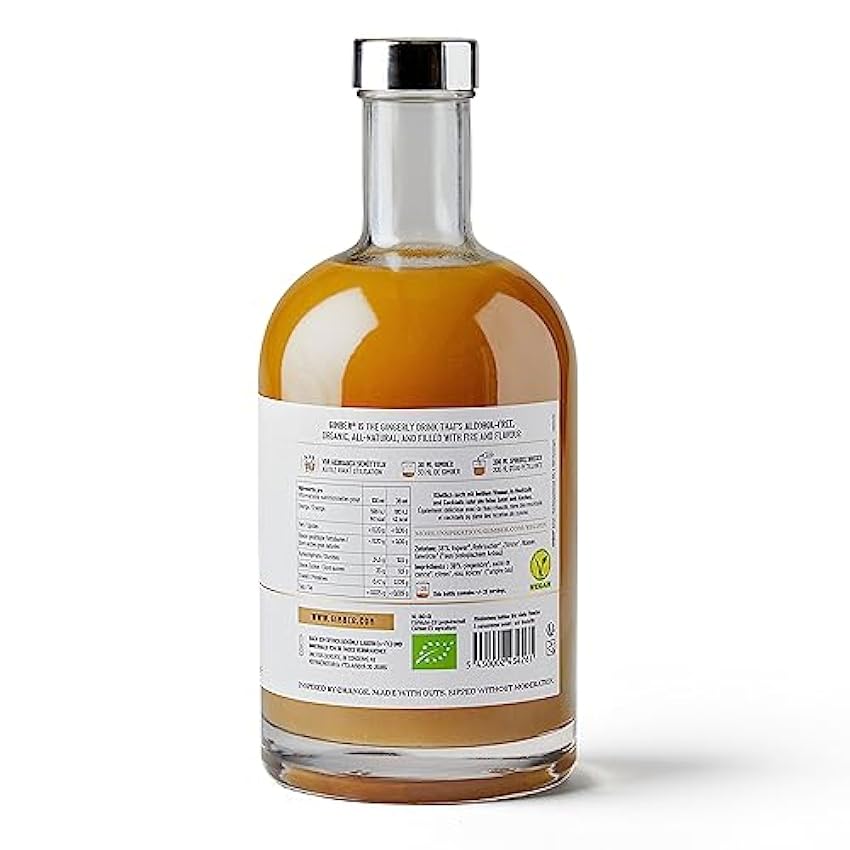 GIMBER Concentrado de jengibre orgánico 700 ml | Bebida orgánica sin alcohol hecha de jengibre, limón y hierbas | Esencia de jengibre premium HAEnRkZj
