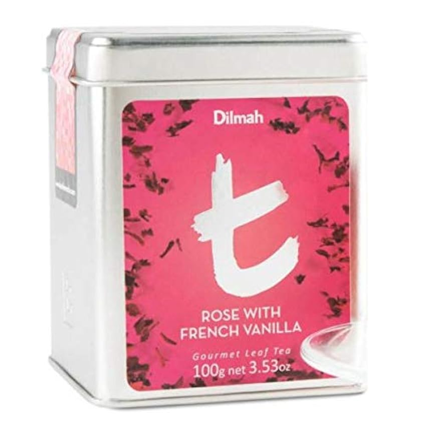 Dilmah Caja de té de hojas sueltas de vainilla con rosa francesa, 100 g – Dilmah excepcional de hoja real té puro Ceilán francés vainila mFCAOuUB