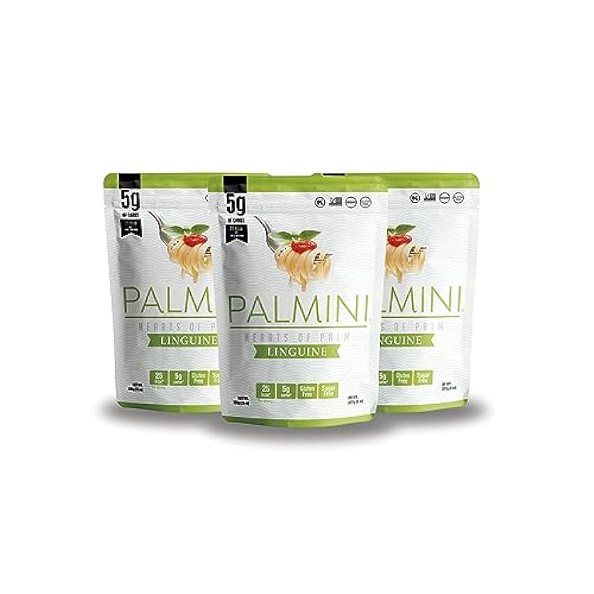 PALMINI Pasta Linguini - Palmito – Bajo en calorías – Bajo en carbohidratos – Keto - Vegano – Libre de OGM – Libre de Gluten – Sin azúcar – 338g | (Pack de 3 unidades) Nkagim0u