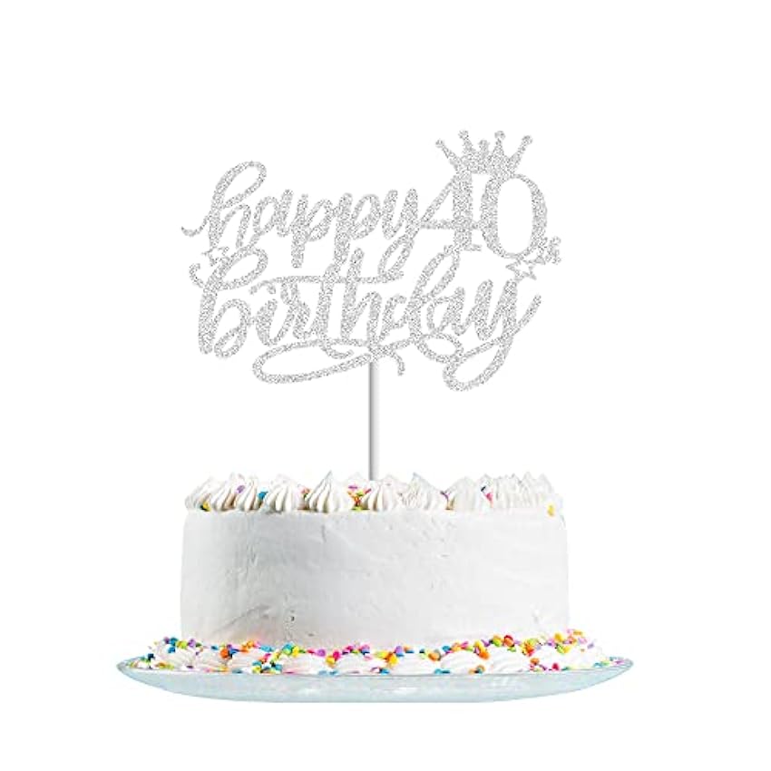 Happy 40th Birthday Cake Topper Glitter for Hello 40, Cheers to 40 Years, 40 y fabuloso, 40 días Birthday Cake Pick 40 Años Old Birthday Party Cake Decorations FqvnhQAH