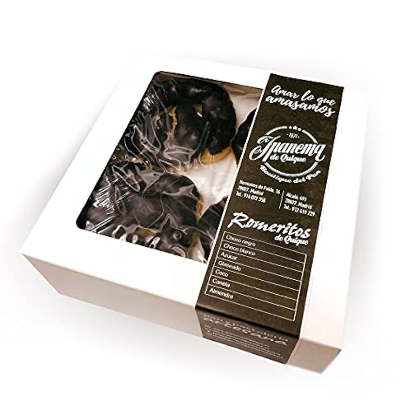 Ipanema de Quique, caja de 10 und. de Romeritos, deliciosos y jugosos lazos de hojaldre tiernos, hecho cada día en nuestro obrador. (Chocolate Negro) mLmU7nrl