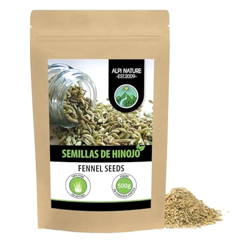 Semillas de hinojo (500g), hinojo entero, especia 100% natural, semillas de hinojo naturalmente sin aditivos, vegano GRo7siq1