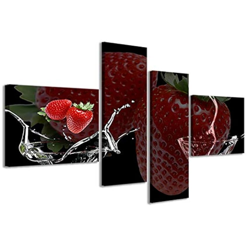 Impresiones sobre lienzo, Strawberry bebida a fresa, cuadros modernos en 4 paneles ya montados, canvas, listo para colgar, 160 x 70 cm kr2nCsXi