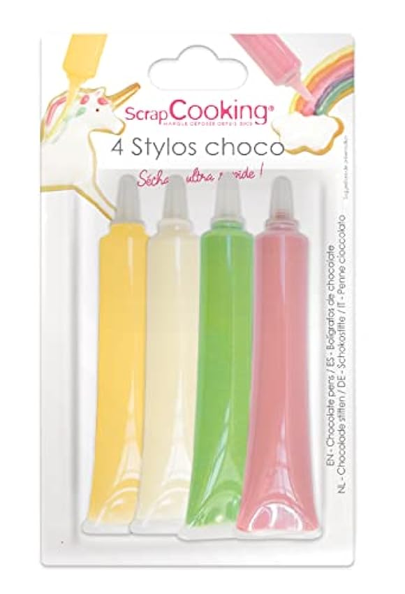 Paquete de 4 bolígrafos de chocolate - Rosa, verde, amarillo y blanco - 4 x 25 g fyq9VL3e
