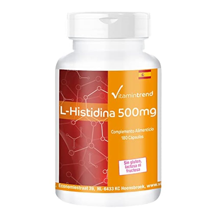 L–Histidina 500mg – Aminoácido semi esencial – 180 cáps