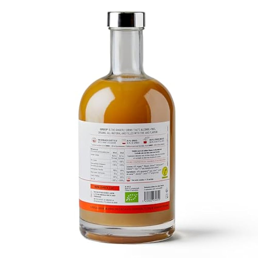 GIMBER N°2 Brut | Concentrado de jengibre orgánico 700 ml | Bebida orgánica sin alcohol hecha de jengibre, limón y hierbas | Esencia de jengibre premium koBjfMvo