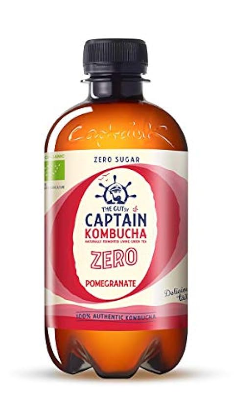 The Gutsy Captain Kombucha ZERO - Zero Sugar, Zero Calories - Bebida Probiótica Naturalmente Fermentada, Sin Pasteurizar, Vegan - 12 x 400ml - MixBox jnNVuho2