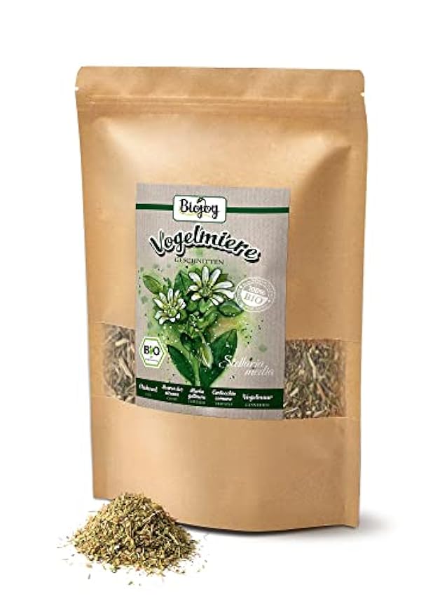 Biojoy Hierba Gallinera BÍO (250 gr), seca y cortada, ideal para té e infusión (Stellaria media) ikYKtSUd