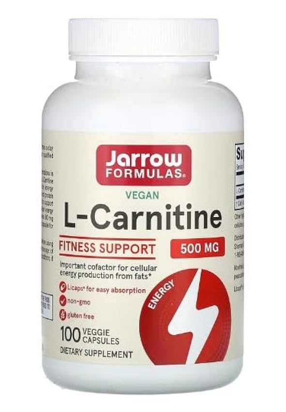 Jarrow Formulas L-Carnitina, 500mg - 100 Licap Vegetarianas, Suplemento para Energía y Recuperación P938oIj1