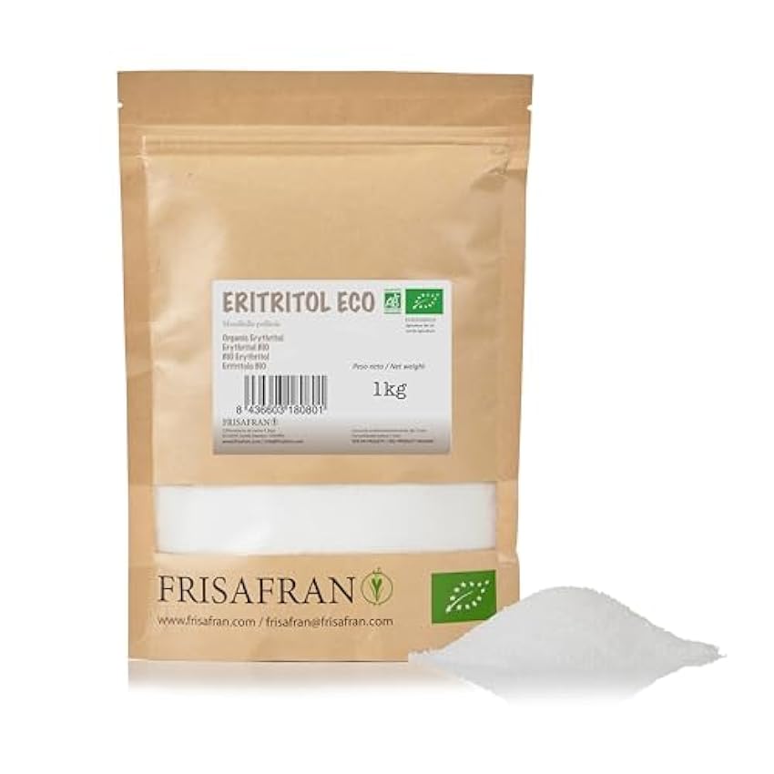 FRISAFRAN - Erithritol Ecológico | 0 calorias | Antioxidante natural | Sutituto natural del azucar refinada | Origen China - 1Kg HtpagnfH