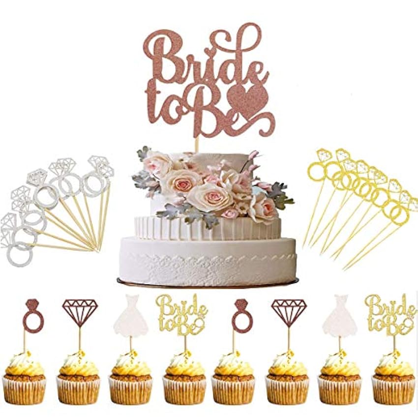 Tangger 46 PCS Bride To Be Cupcake Toppers Hen Party,Ac