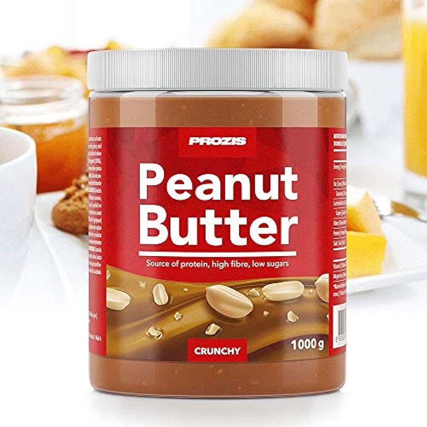 Prozis Peanut Butter 1kg - Deliciosa y de Textura Crujiente - Fuente Natural de Proteína - Apta para Dietas Veganas, Kosher y Halal - Sin Sal Añadida y Sin Grasas Trans iZRKTmQv