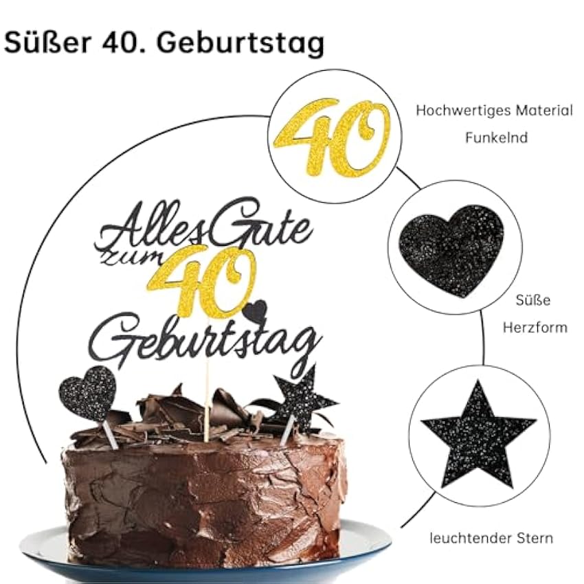 GoldRock 11 piezas de decoración para 40 cumpleaños hombre mujer decoración para tartas cumpleaños 40 cumpleaños decoración 40 cumpleaños 40 cumpleaños 40 años FyF7Ry1c