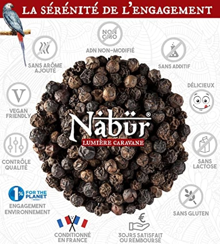 Nabür - Pimienta Negra de Madagascar 500 Gr | Pimienta Negra Grano Gourmet OOGebkXJ