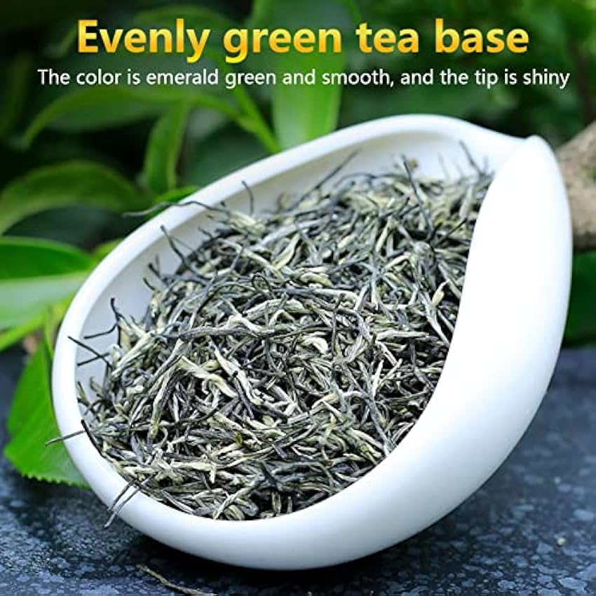 Té verde de primavera Té verde de jazmín fragante fuerte, té verde Sabor claro Hojas de té ligeramente rizadas Té chino natural, té chino Maojian para primavera verano, para el tiempo libre de la tard gR8Ep9Yc