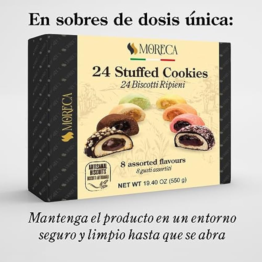 Corazones Rellenos Sicilianos, 24 bizcochos surtidos | 18 de Mermelada y 6 de Nata| Moreca, dulces de producción artesanal md0Z68hF