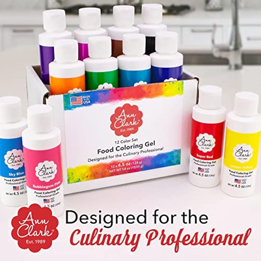 Gel colorante para alimentos Ann Clark color súper rojo, grande 4,5 oz. Calidad profesional. Fabricado en EE. UU. IWElXYcD