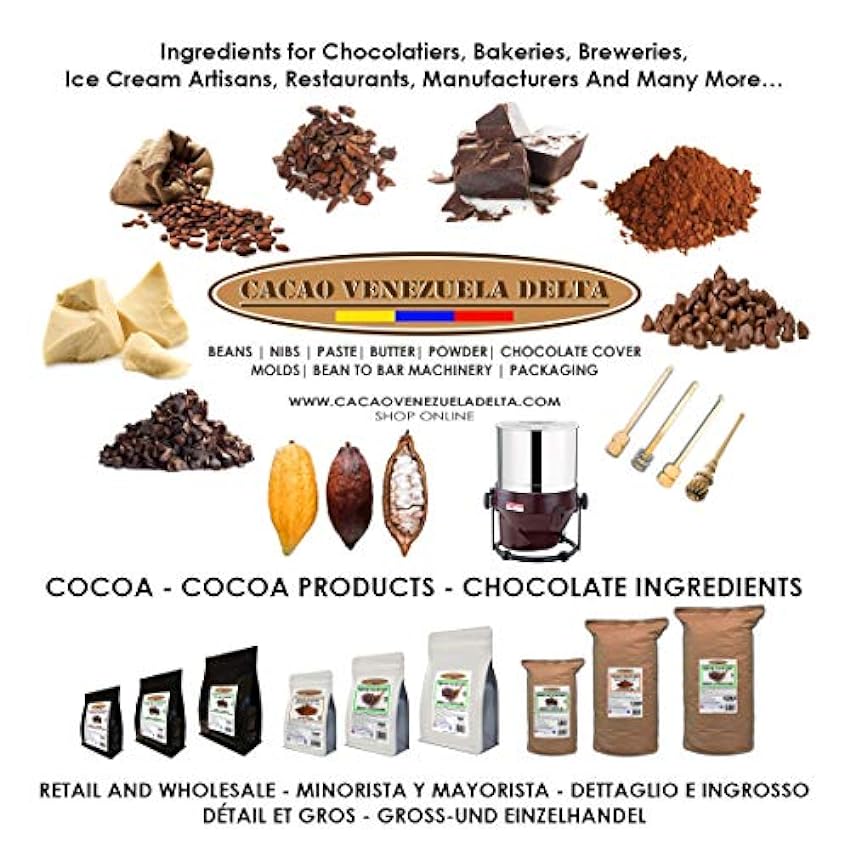 Manteca De Cacao 100% - Tipo Natural - Bolsa 500g - Calidad Extra - Cacao Venezuela Delta oXOrMCiE