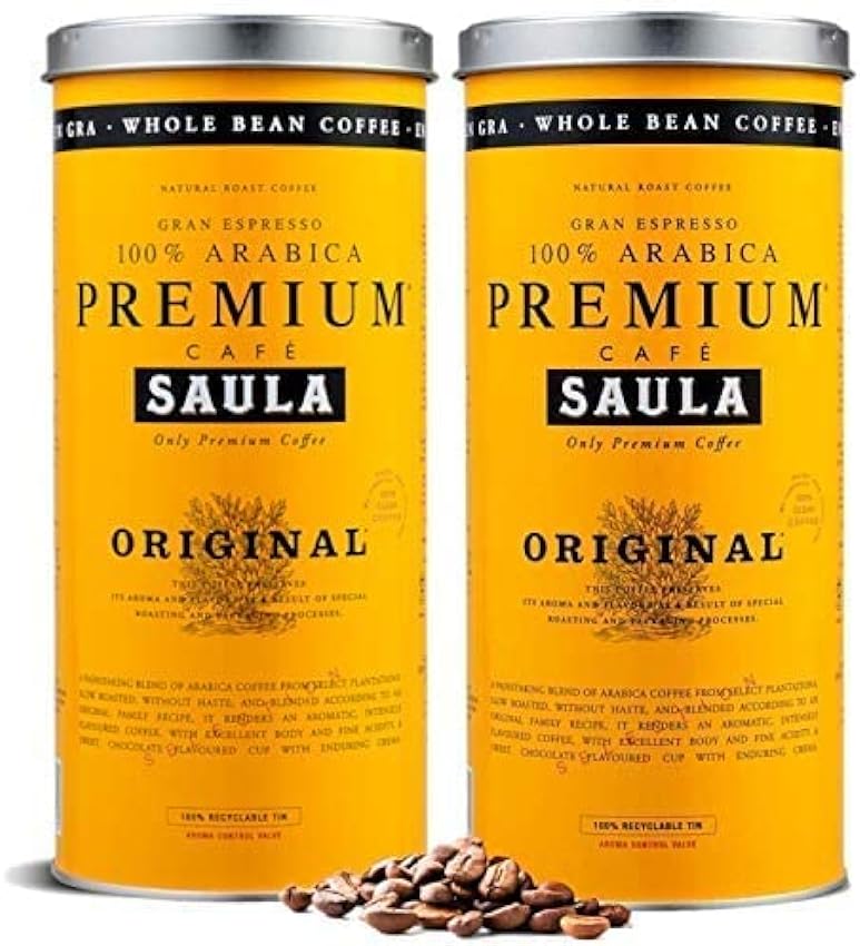 Café en grano Saula, Pack 2 botes de 500 gr. Premium Or