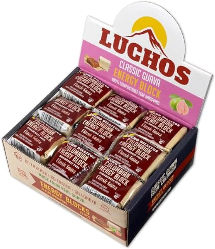 LUCHO DILLITOS Energy Block Classic - Paquete de 27 bocadillos de guaya, 27 x 40 g, en hojas biodegradables, energía natural para entrenamiento de resistencia, competición y ocio oBTP04oP