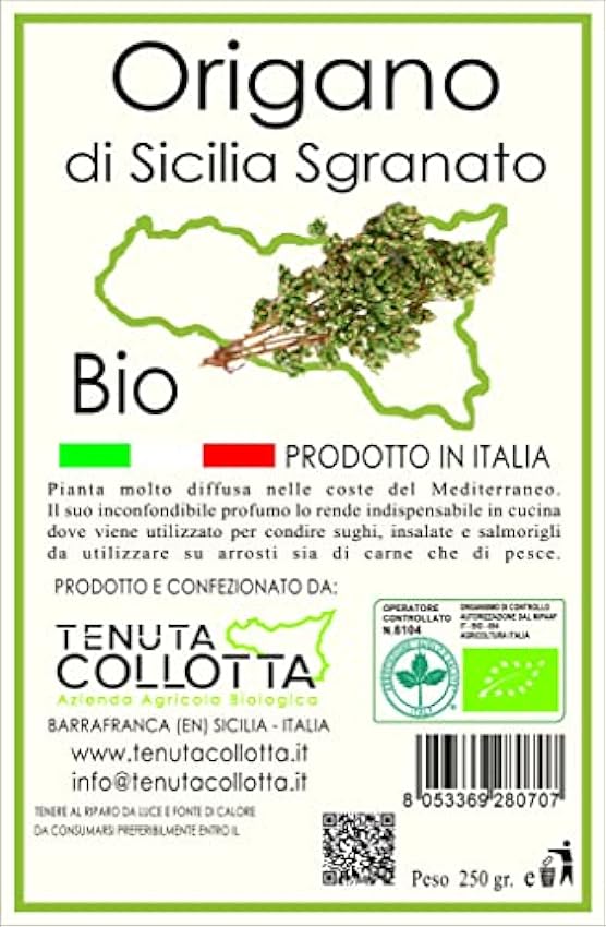 Tenuta Collotta® - Orégano Frotado Orgánico 250g - 100% Italiano - Made in Sicily jqMB5Gj7