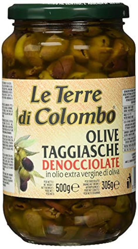 Le Terre di Colombo Aceitunas Taggiasca sin Hueso en Aceite de Oliva Virgen Extra 36 %, 500 G iSxFvmwF