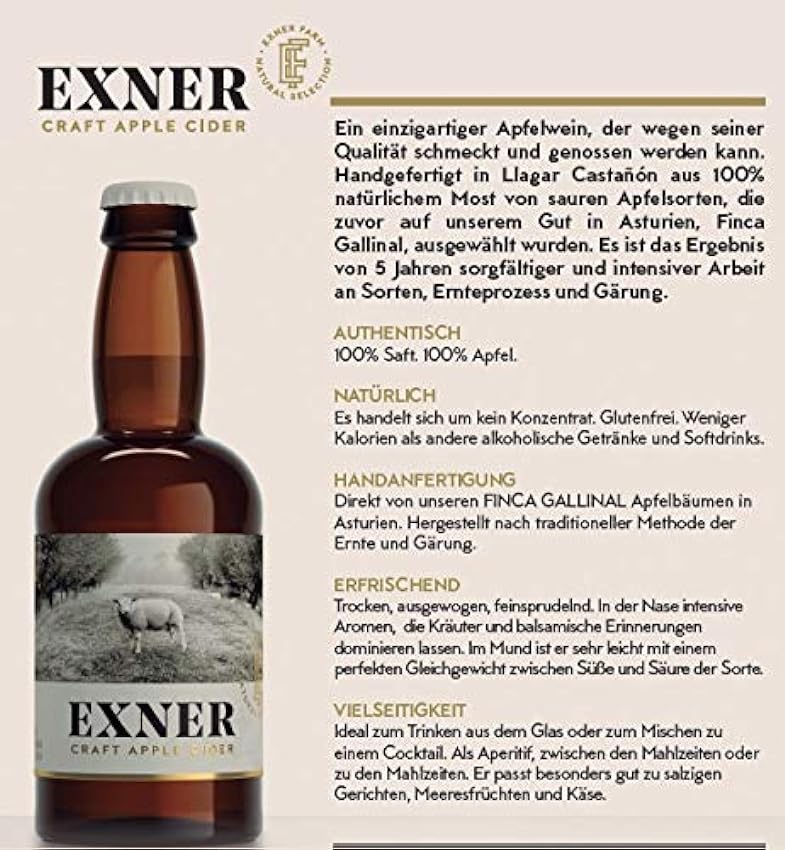 EXNER Craft Apple Cider - Sidra Artesana 100% Manzana - Sin Concentrado (12 x 33 cl) Iv85YOMS