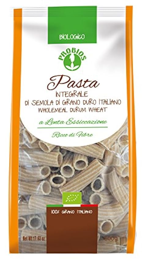 Probios Pasta Integral de Trigo Duro Macarrones - Paquete de 12 x 500 gr - Total: 6000 gr O7OE90fV