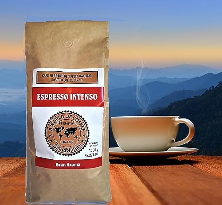 Cafe en Grano 1kg Espresso - Gran Aroma Intenso -Tueste Natural -Calificación de 79 Puntos por la Specialty Coffee Association (SCA) – por su sabor y aroma O4VAR8uW