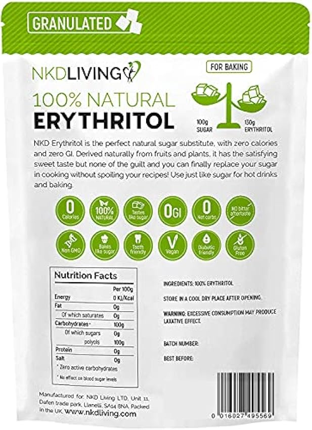Eritritol 100 % natural 2 kg | Granulado sustituto del azúcar con cero calorías … mOGXAqmD