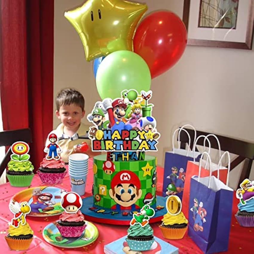 Decoracion Tartas Cumpleaños, Juego de Animación Topper Tarta Cake Topper - 1 Pieza Decoración Tarta, 24 Pieza Cupcakes Decoracion para Infantil Niña Niño LgMVGgFK
