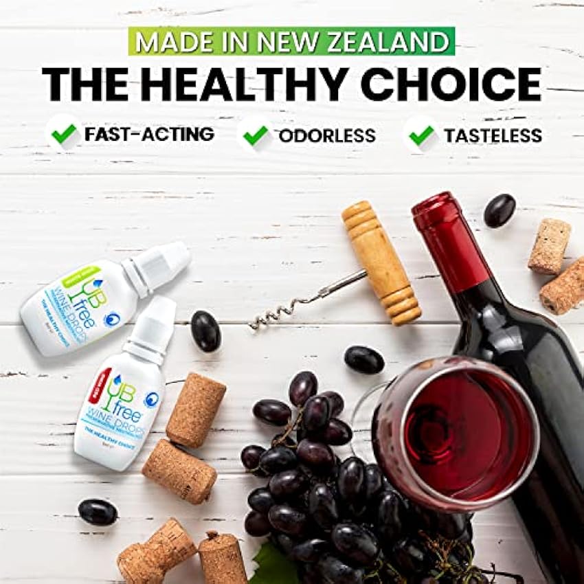 UBfree - Eliminador de sulfitos de vino – Disfruta del vino tinto y blanco sin dolores de cabeza y alergias, una alternativa discreta a una varita de vino o un filtro de vino – Hecho en Nueva Zelanda NeTfMNDF