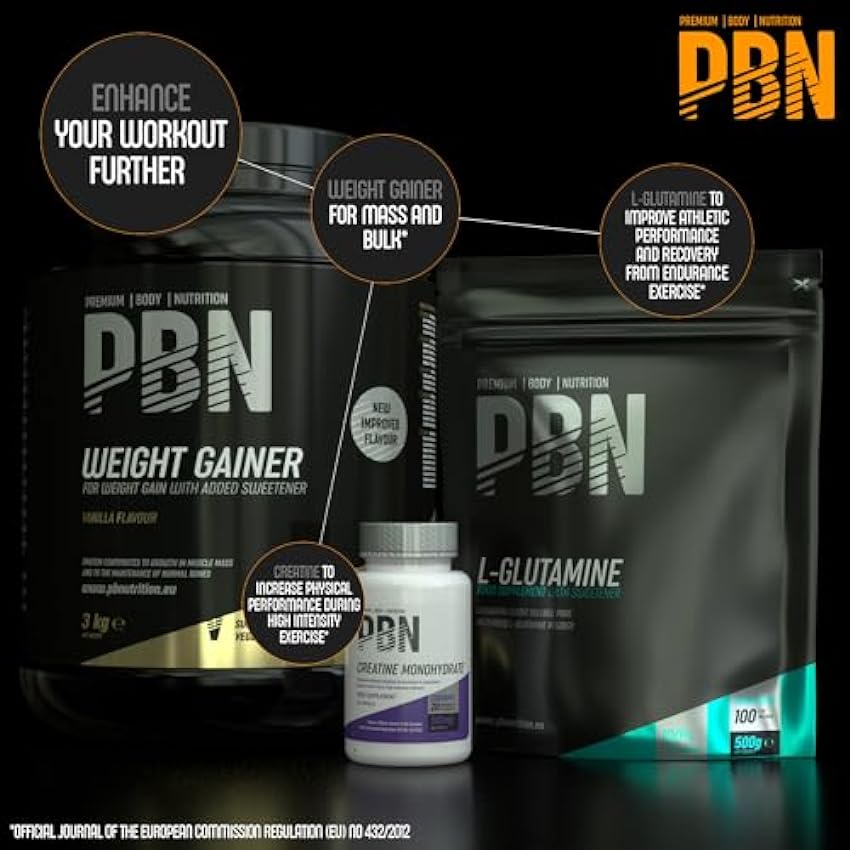 PBN Premium Body Nutrition Bote de ganador de peso, 3 kg, sabor Vainilla, sabor optimizado frvD7HFz
