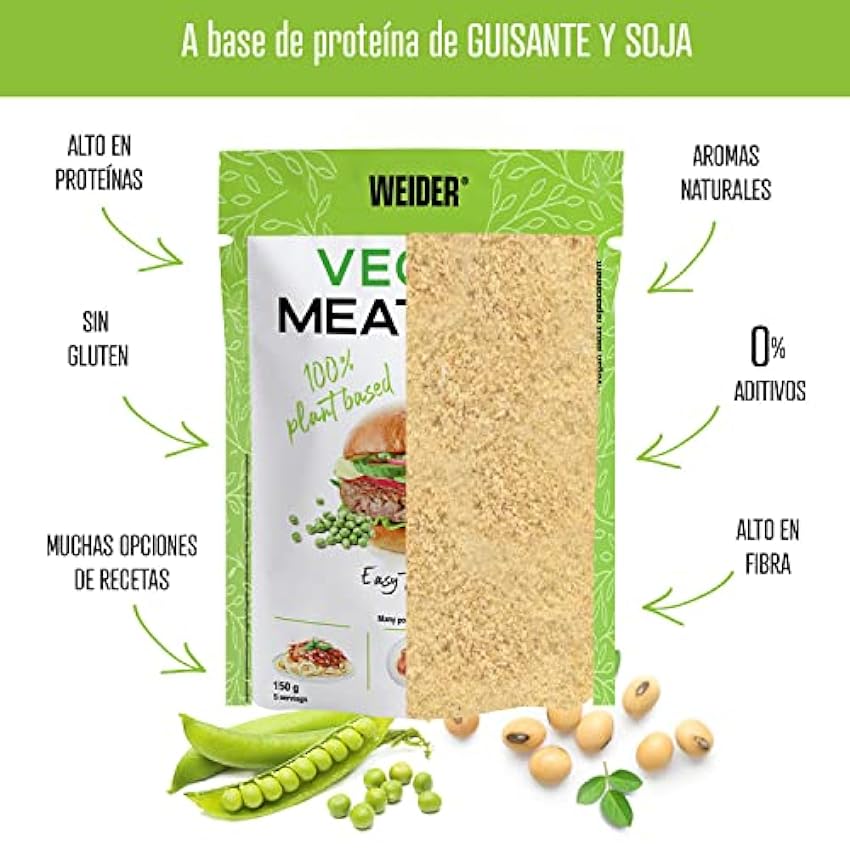 Weider Pack Vegan Meat Mix - 3 Unidades. Sustitutivo de carne rico en Proteina Vegetal 75% + Fibra Vegetal 20%. Sin Gluten. Sin Conservantes. Fácil Preparación. Recetas Infinitas. 3x150g mfxVMXpD