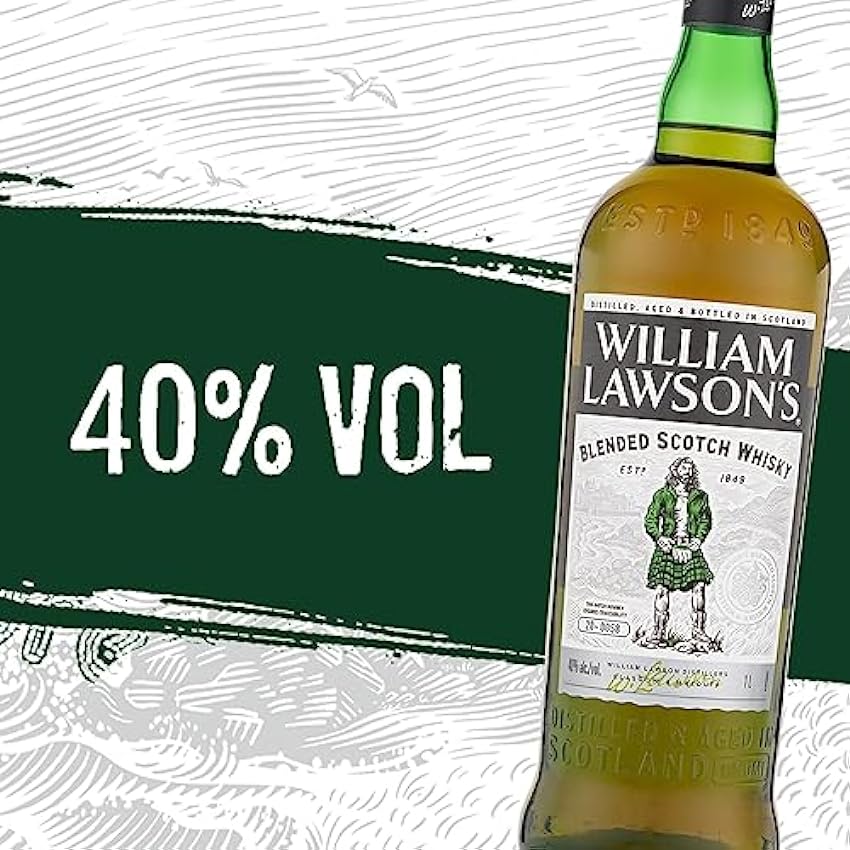 William Lawson´s Finest Blended Scotch Whisky, bebida alcohólica elaborada con malta afrutada, 40% Vol, 100cL / 1L kmkSqSWm