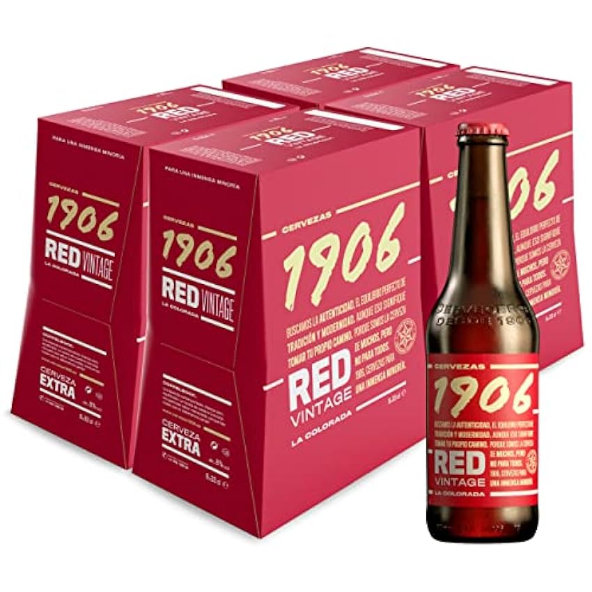 1906 Red Vintage - Cerveza Lager Extra, Pack de 24 Bote