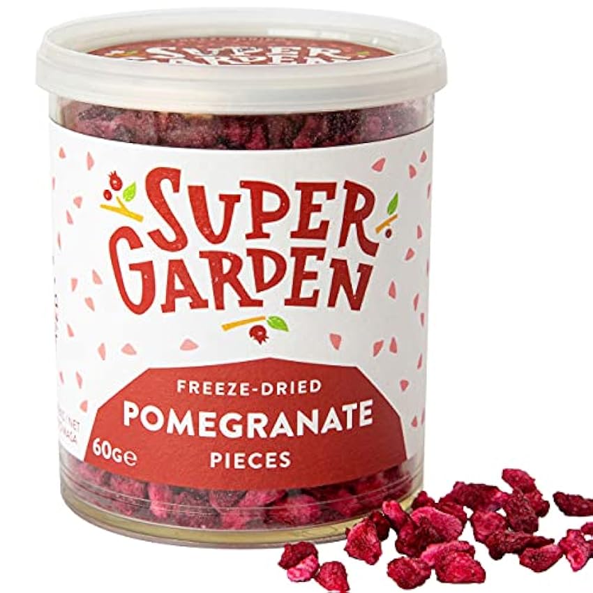 Super Garden Granos de granada liofilizados - Producto 100% puro y natural - Apto para veganos - Sin azúcares, aditivos artificiales ni conservantes añadidos - Sin gluten - No OMG M1AsV21B