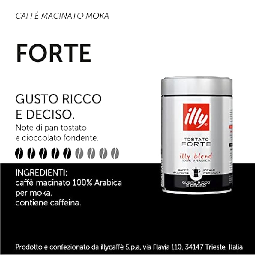 Illy Tarro 250gr De Café Moka Tostado Molido Forte mPSo9jws