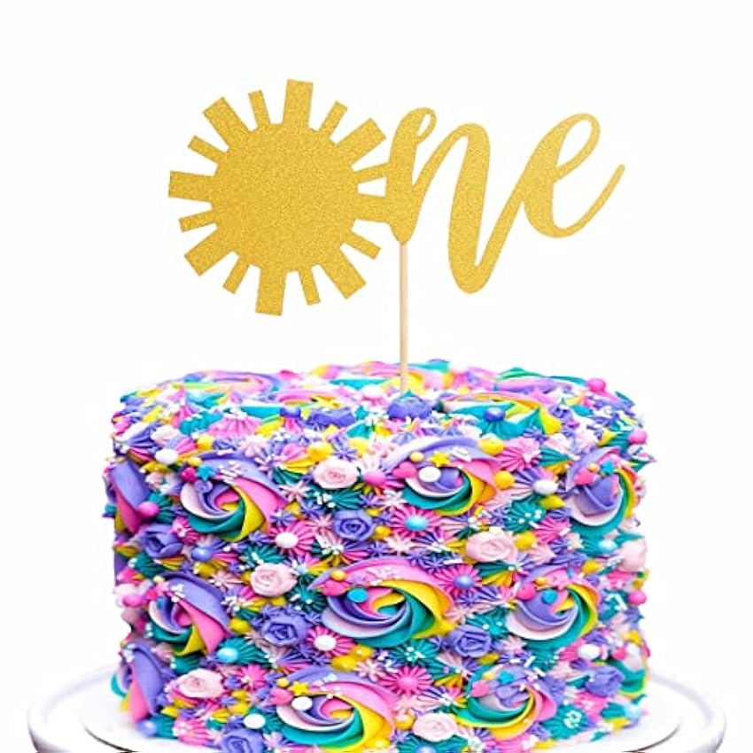 Sun One Birthday Cake Toppers - Toppers para tarta de cumpleaños (1 unidades), diseño de flores LWdHI41L