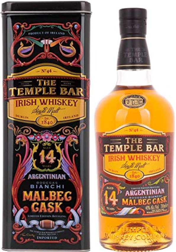 The Temple Bar 14 Years Old Single Malt Irish Whiskey Malbec Cask 43% Vol. 0,7l in Giftbox Hx0gTm01