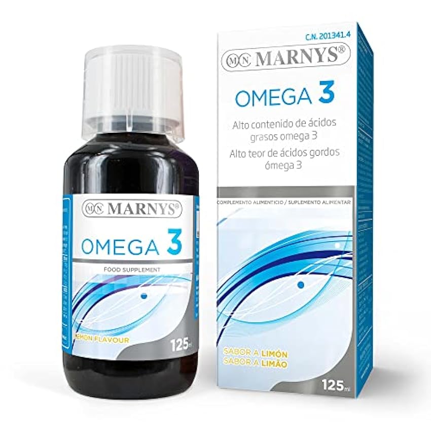 Marnys OMEGA 3 - Formato Líquido y con Sabor a Limón - Facilita la función Cardíaca y Neurológica -Botella 125 ml 258 g Oaa6H0eP