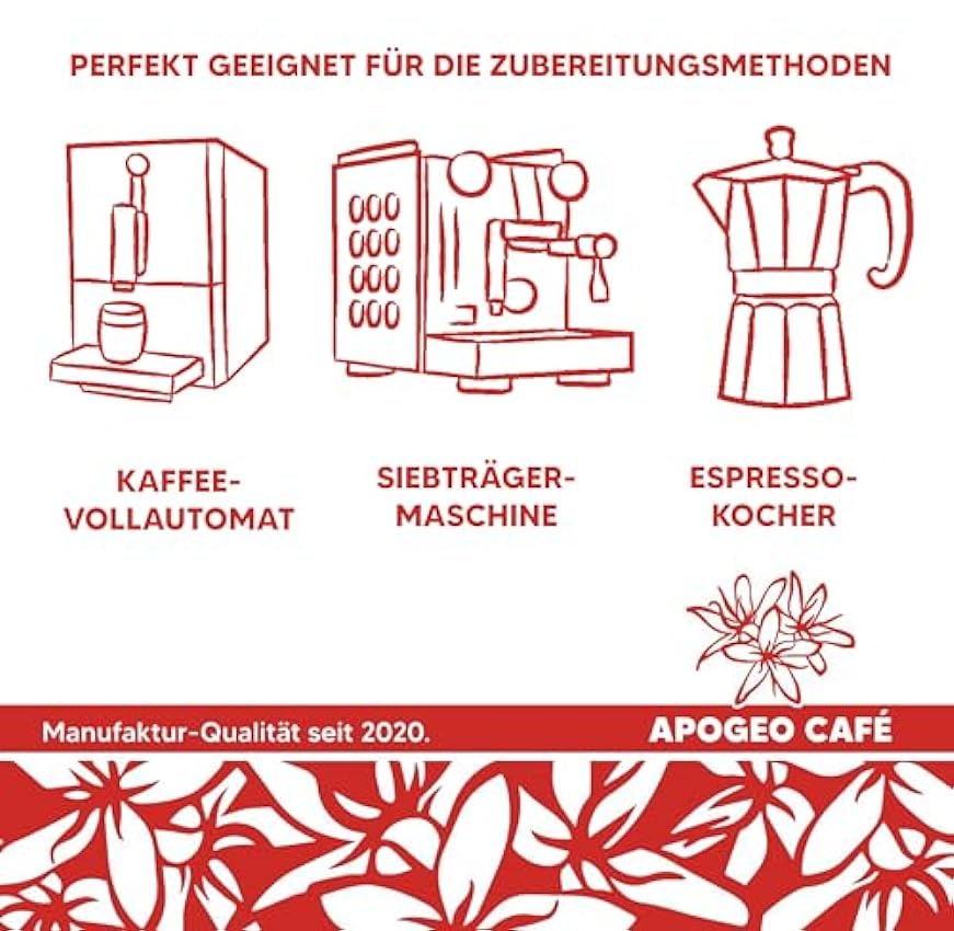 APOGEO CAFÉ Eddi Espresso, café en grano recién tostado, 500g en grano entero, café en grano para cafeteras totalmente automáticas y cafeteras espresso PHTnz4Xl