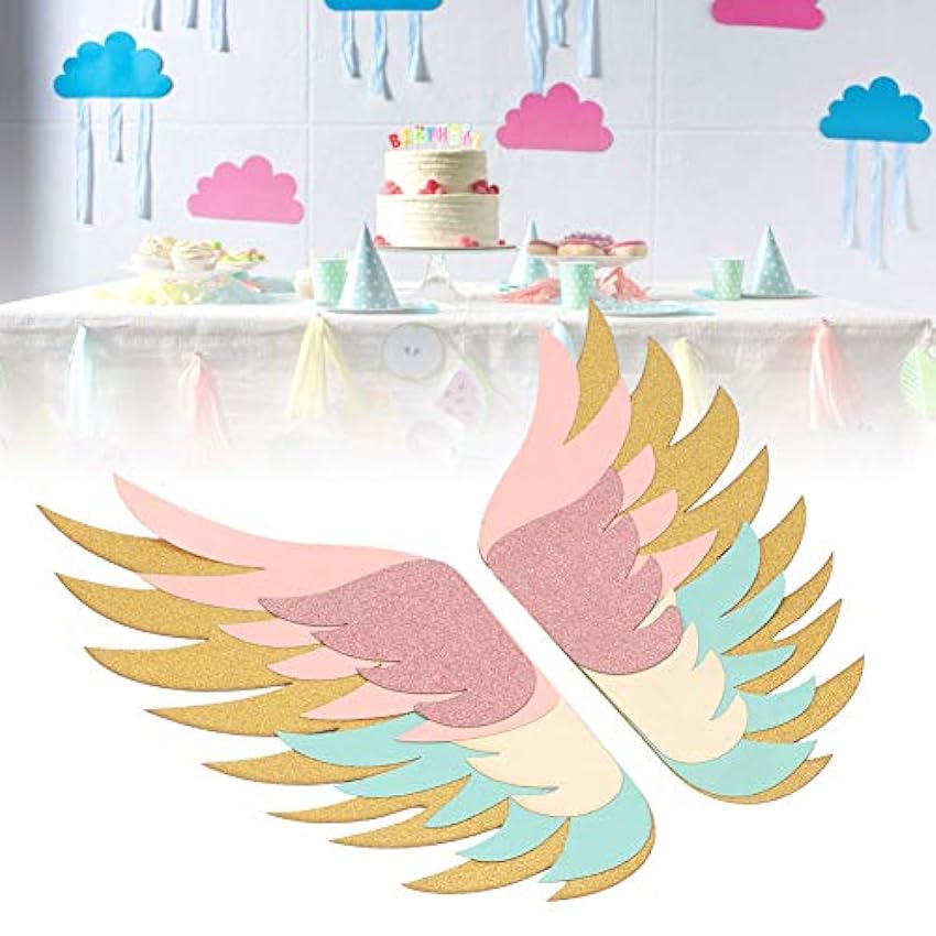 Unicorn Cake Topper Set, Unicorn Colorful Wings Cake Props Insert Decoración para cumpleaños Boda Proveedores de fiesta de Navidad (3 piezas)(3) HHD2KSDo