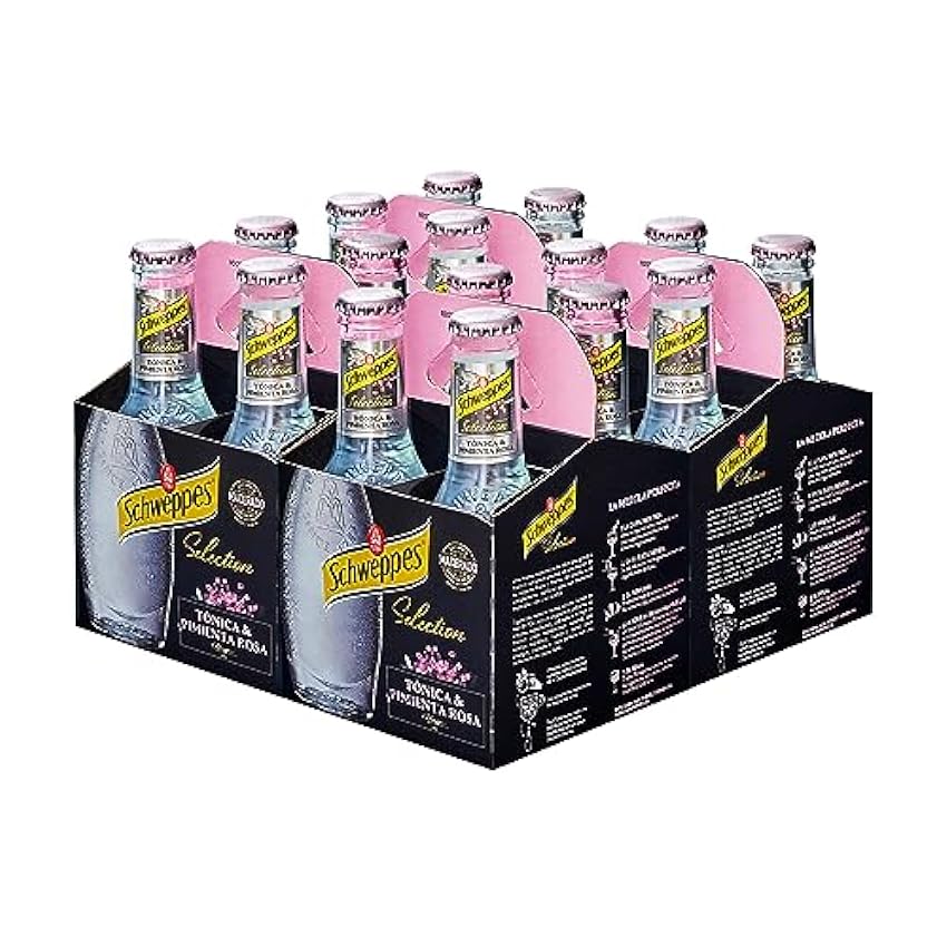 Schweppes Selection Tónica con un toque de Pimienta Rosa - Vidrio, Pack 6 cestas 4 x 20 cl (total: 24 botellas) ohxhf5Wj