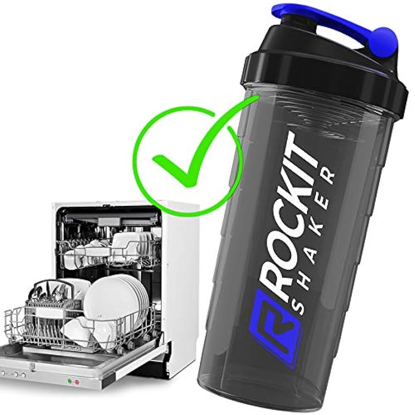 ROCKITZ Premium Shaker per proteine 1000ml - funzione di miscelazione con filtro per infusione - per frullati proteici super cremosi per il fitness, tazza per frullati proteici - Azul | Negro PNDBfFFD
