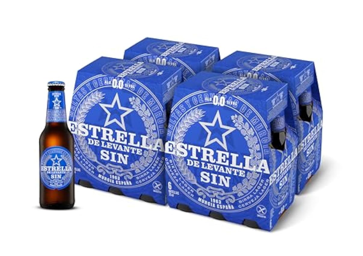 Estrella Levante Sin - Cerveza sin Alcohol, caja de 24 botellas de 25 cl kH3Owzli