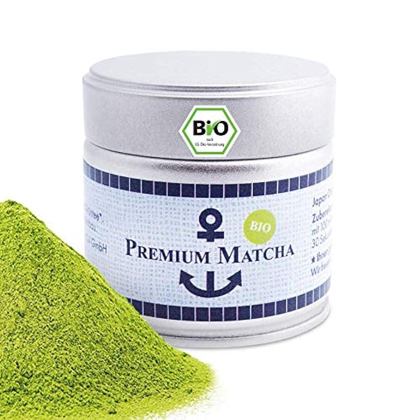 Premium Bio Matcha de Japón, té en polvo en la lata de 