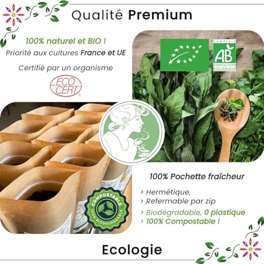 Ascenbio - Herboristerie - Bálsamo orgánico - 150 g - preparado y envasado en Francia - embalaje biodegradable iQ0O1DBQ